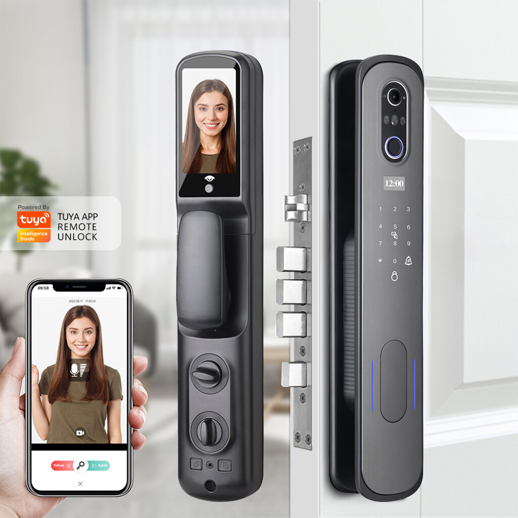 Smart Home Automatic 3D Face Recognition Tuya WiFi Fingerprint Smart Door Lock