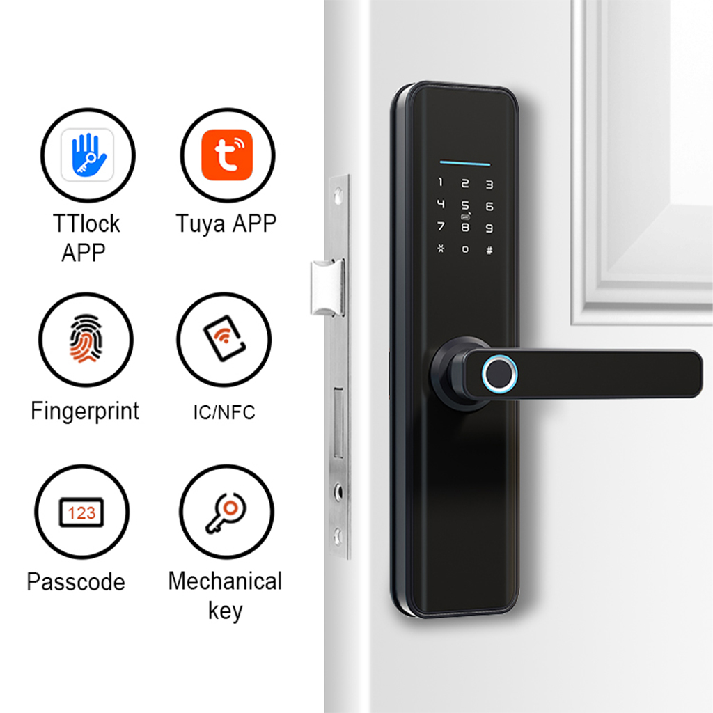 Lock inteligente Tuya, Lock Tuya Door Lock, Tuya Lock, Tuya App Door Lock, Tuya Lock de huellas digitales biométrico