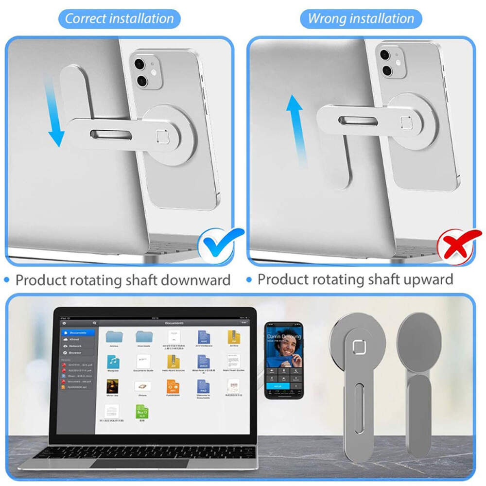 Magnetic Suction Phone Holder Adjustable alloy Computer Laptop Screen Side clip extension Phone Stand Mount Bracket for magsafe