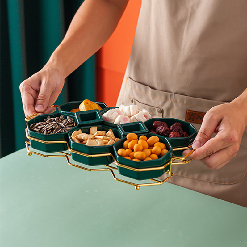 dry fruit dish; snack divider plate; ceramic snack serving dishes