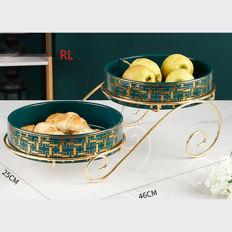 2 Tier Ceramic Fruit Bowl for Counter Table Centerpiece