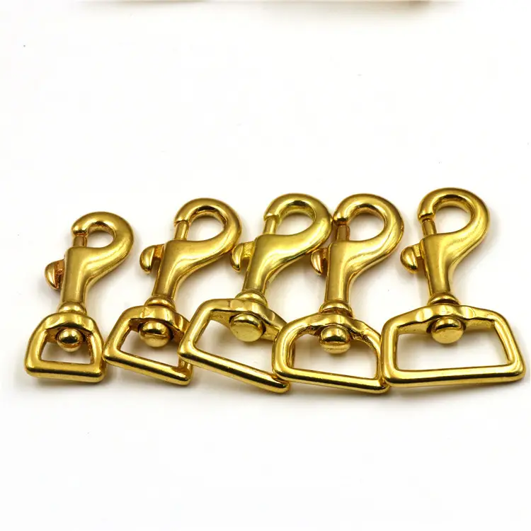 solid Brass square-bottomed lobster clasp carabiner Swivel Buckle key chain snap hook for Handbag Bag Hook
