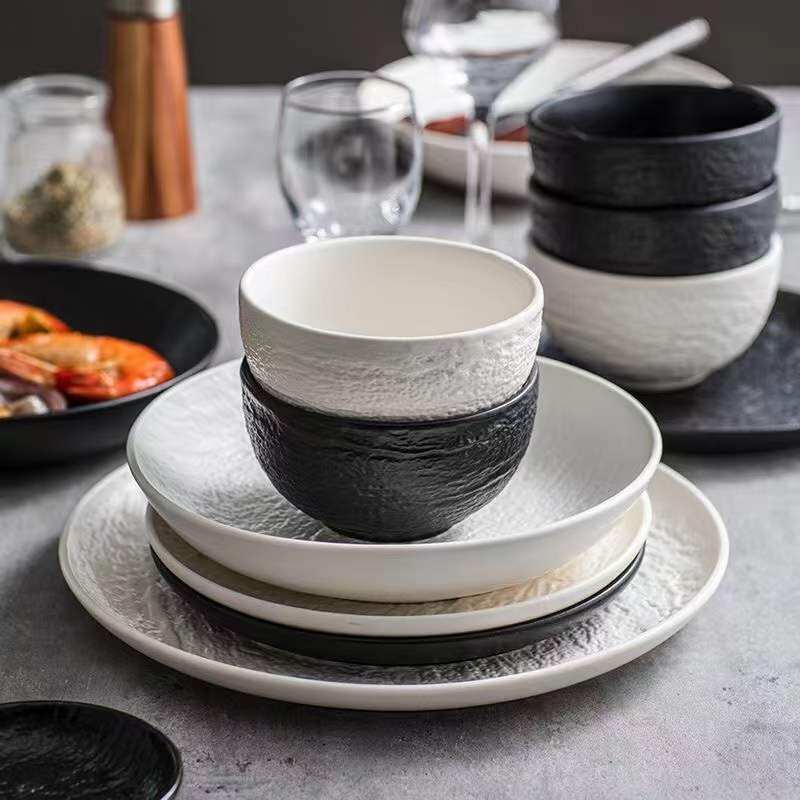 black and white dinner service; dishwasher safe dinnerware sets; crockery manufacturers