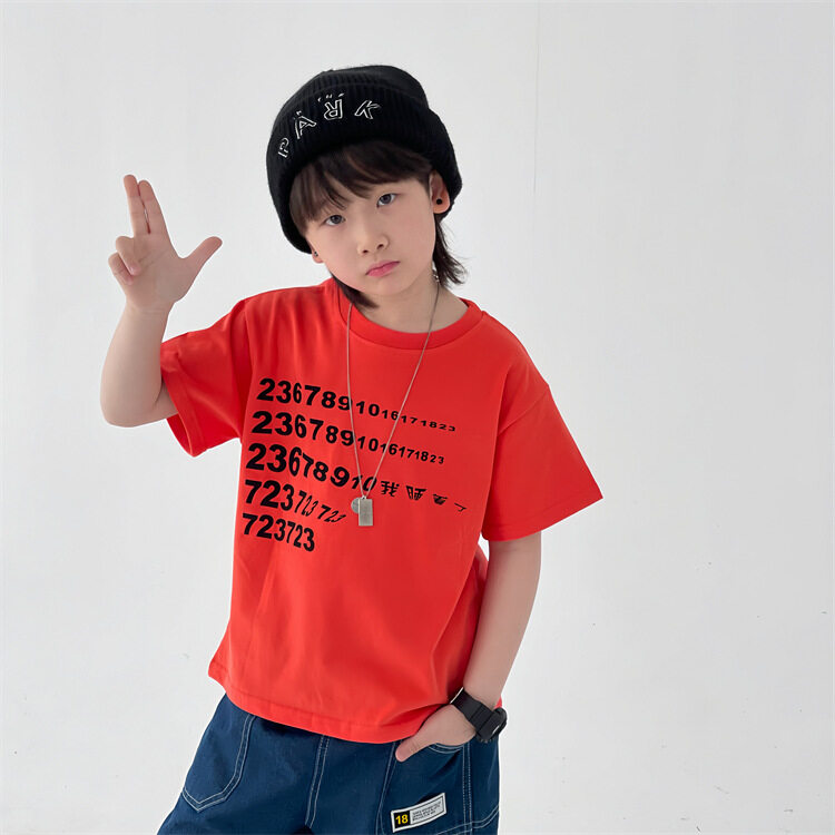 Pullover Printing Casual Thick Cotton Kids T Shirt