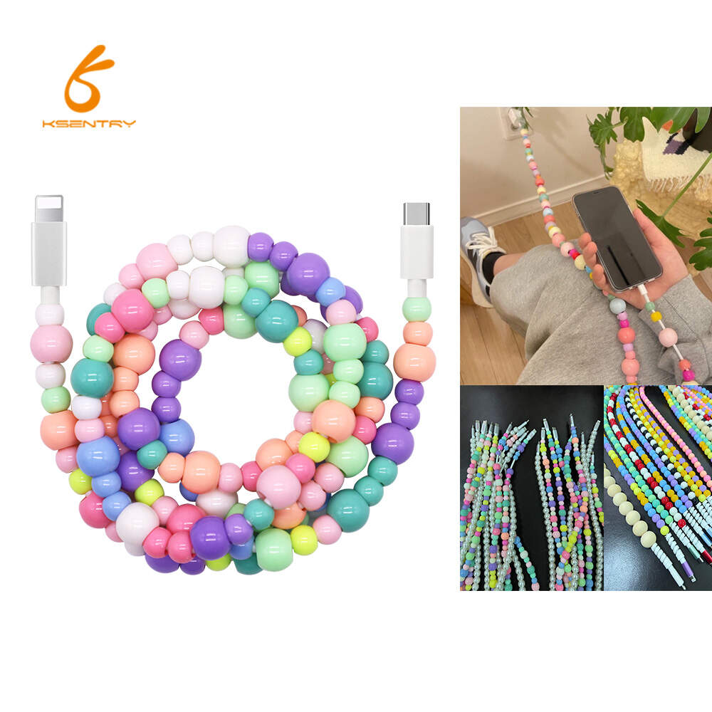Newest Micro type-c Beads  Charger Charging Data USB Cable type C/Andriod/iphone
