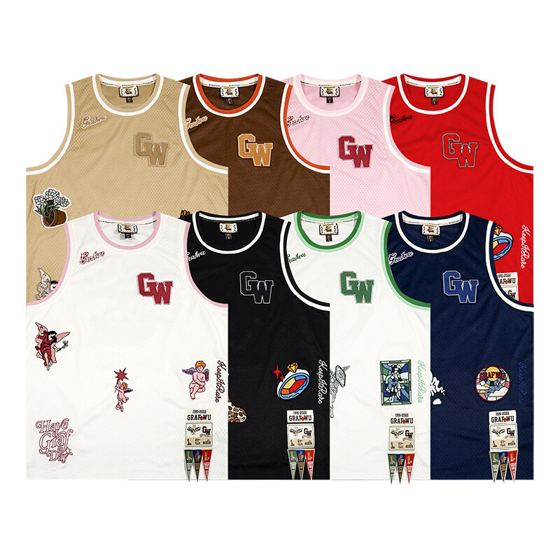 All Embroidery Patch Basketball Mesh Fabric Men Vest