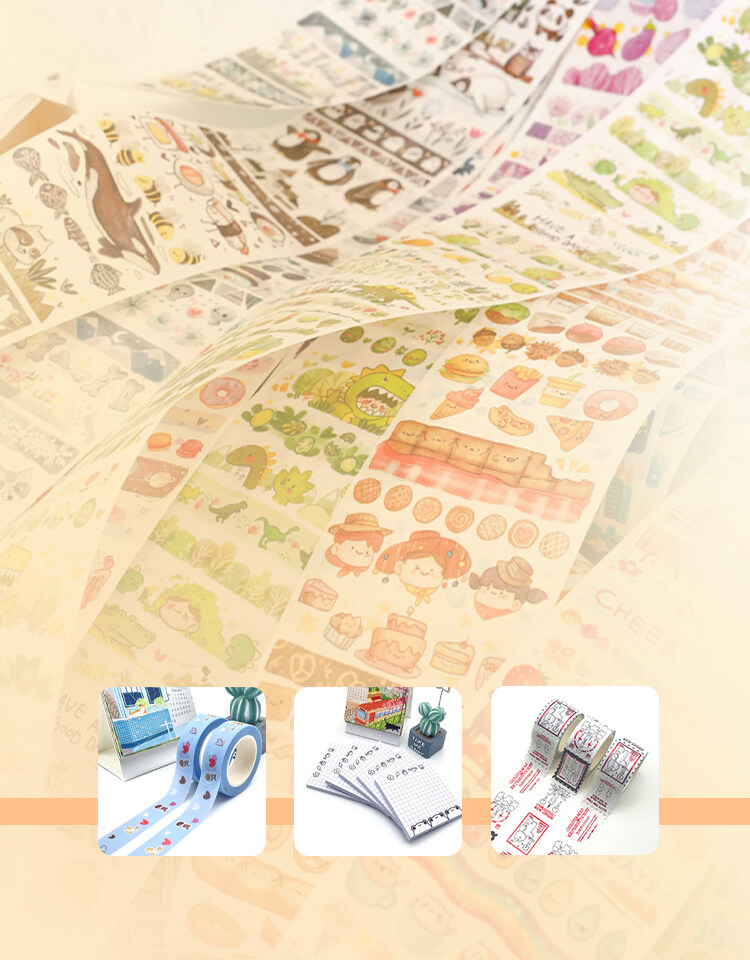 0.4 Washi Tape Design Sticker - 10 Pieces 5.3 X 8.3 - Craft Scrapbo