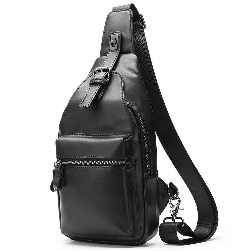 High Quality Large Capacity Leather Men's Crossbody Daypack Men Shoulder Bag Genuine Leather Sling Bag Chest Bag for Men