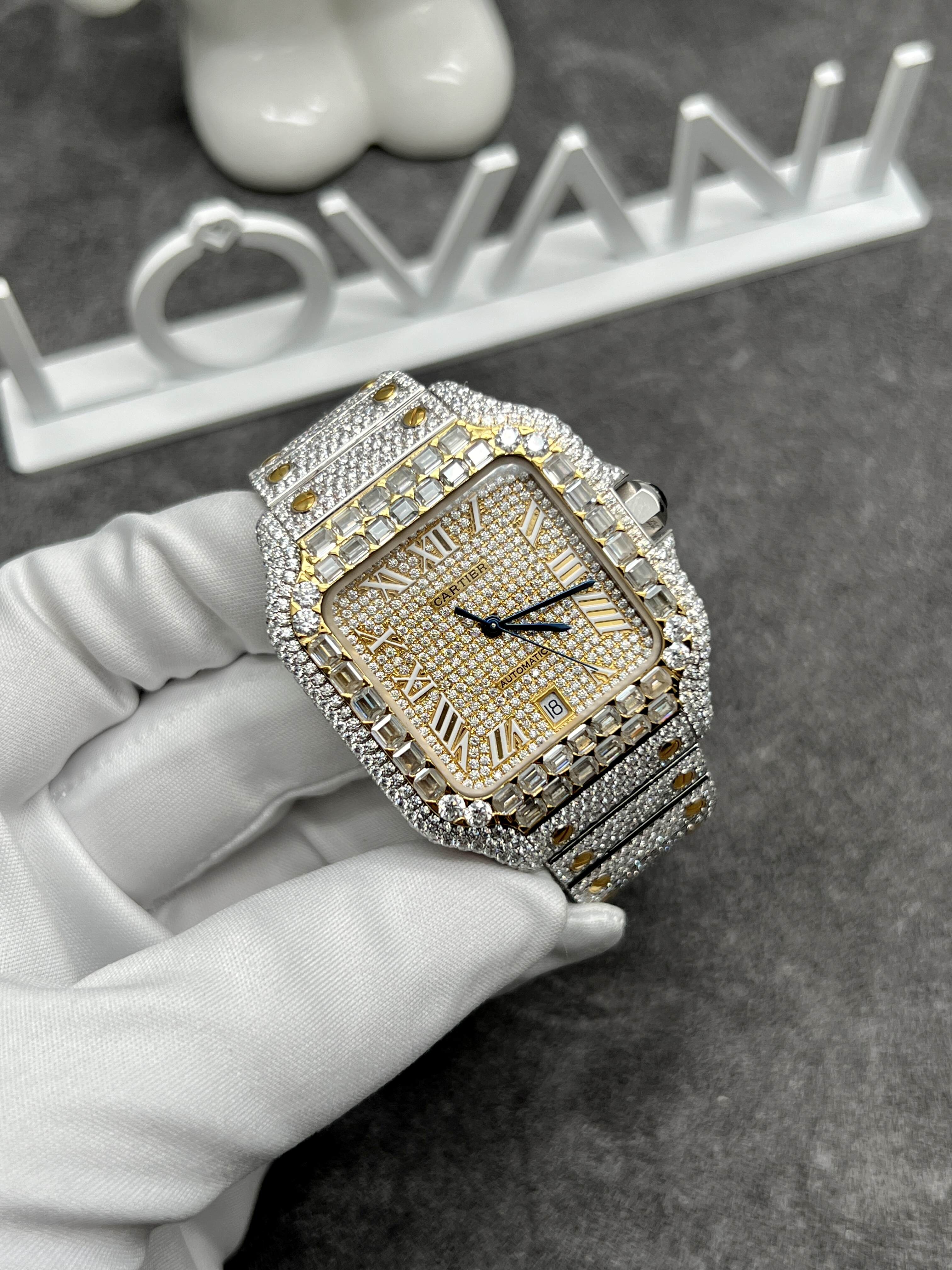 cartier moissanite   diamonds watch