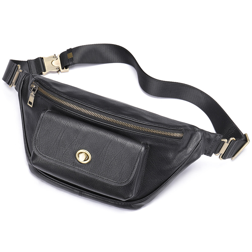 Men Fashion Crossbody Sling Bag Genuine Leather Male Shoulder Bag Fanny Pack Leather Chest Bag for Men