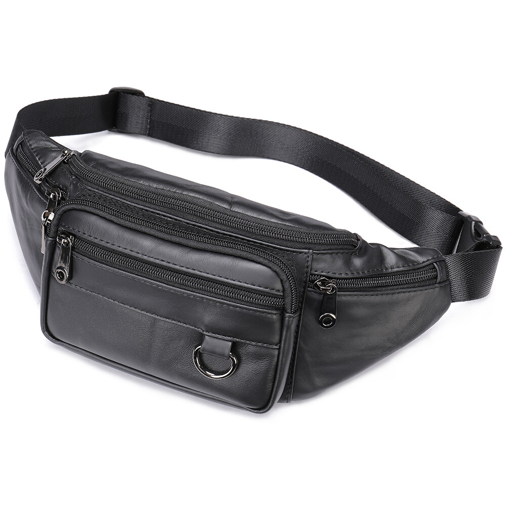 Men Sling Shoulder Daypack Genuine Leather Chest Bag Waist Pack Vintage Leather Fanny Pack Waist Bag For Men