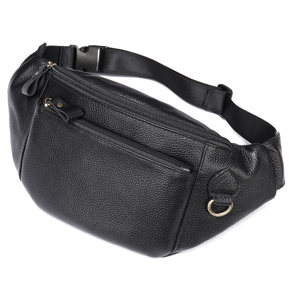 Real Leather Men Crossbody Chest Sling Bag Trendy Brand Men's Mobile Phone Waist Bag Shoulder Messenger Chest Bag