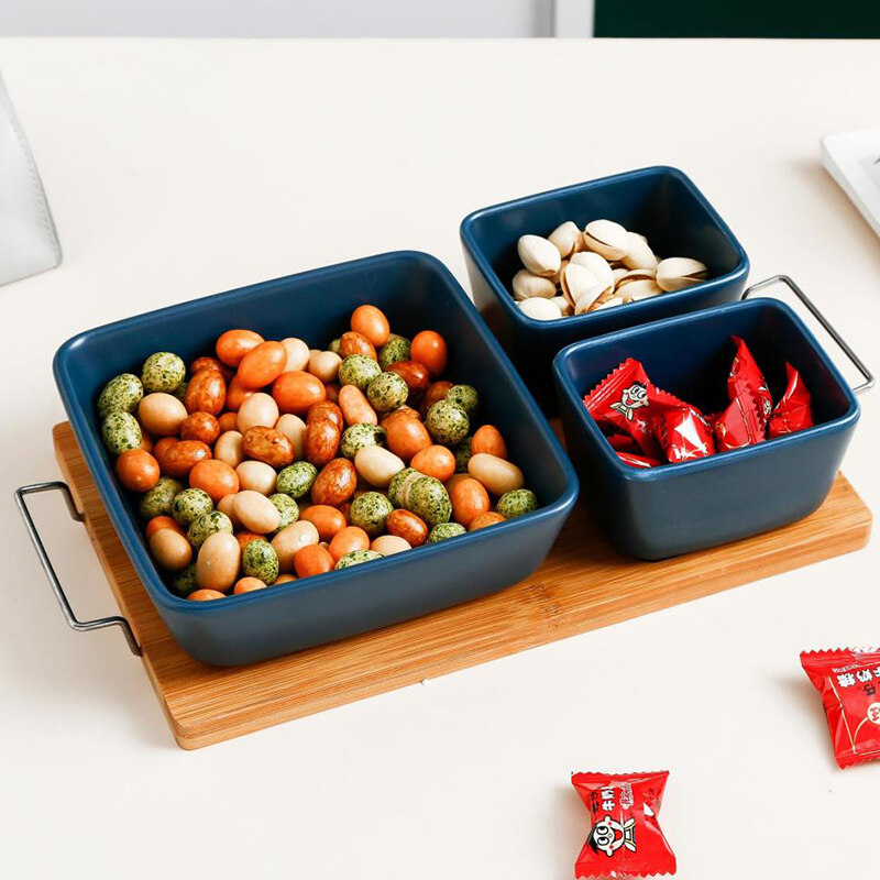 snack bowl dessert tray；snack bowl set with tray；snack tray with compartments