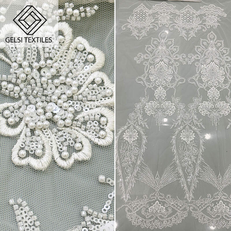 Shiny fabric Embroidered fabric Pearl fabric Sparkling lace mesh 