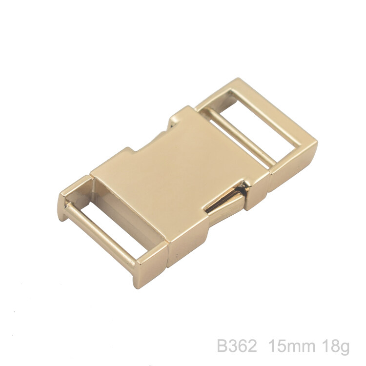 Metal side release buckle flat adjustable buckle for 15mm strap