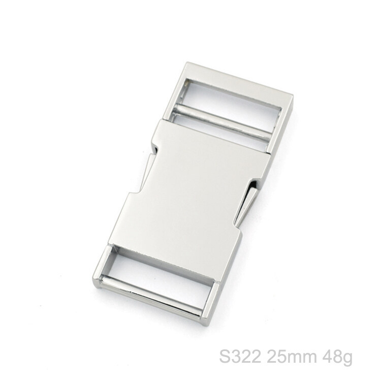 Metal side release buckle flat adjustable buckle for 25mm strap