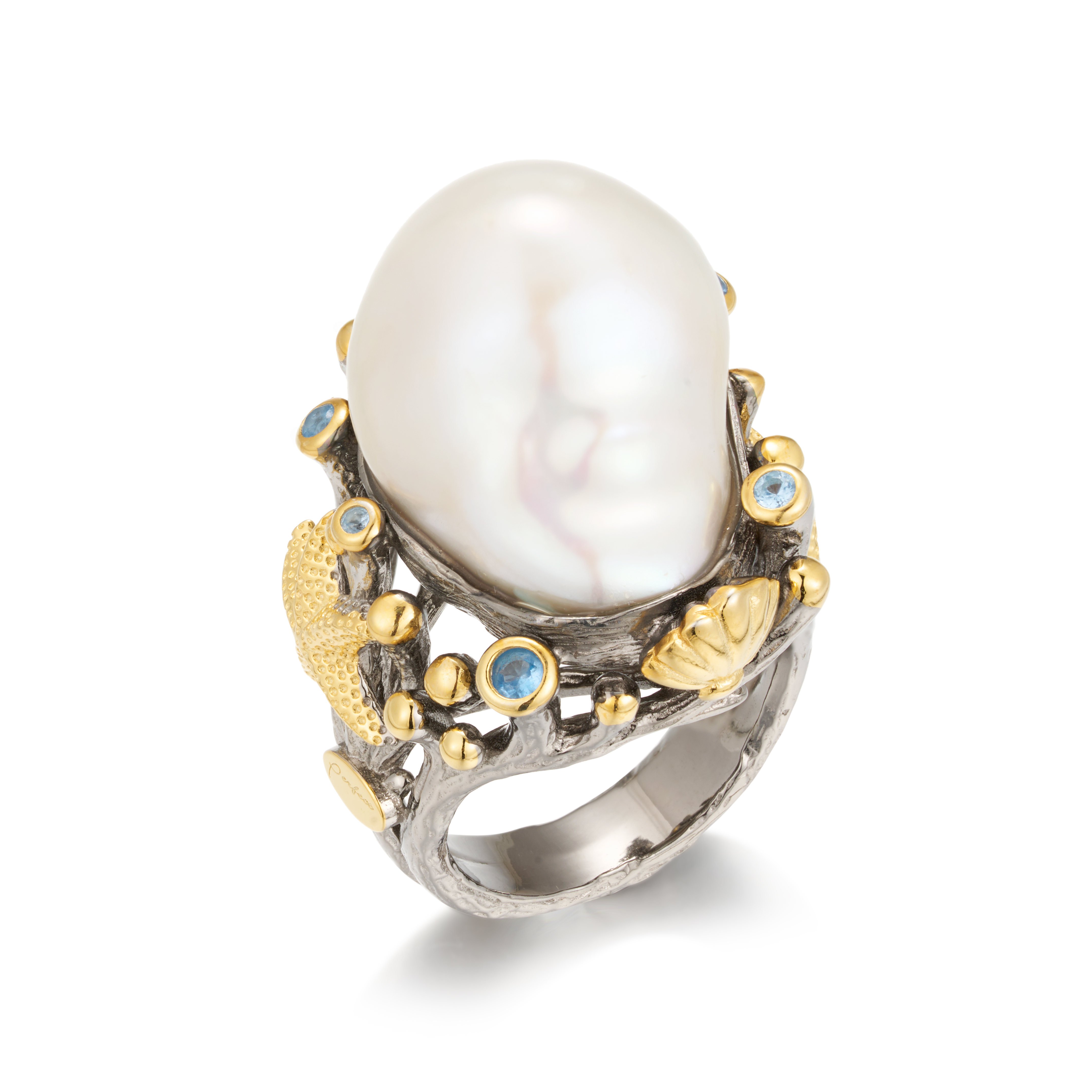 Handmade S925 Sterling Silver Baroque Pearl Ring Women European and American Ins Retro Ring Jewelry