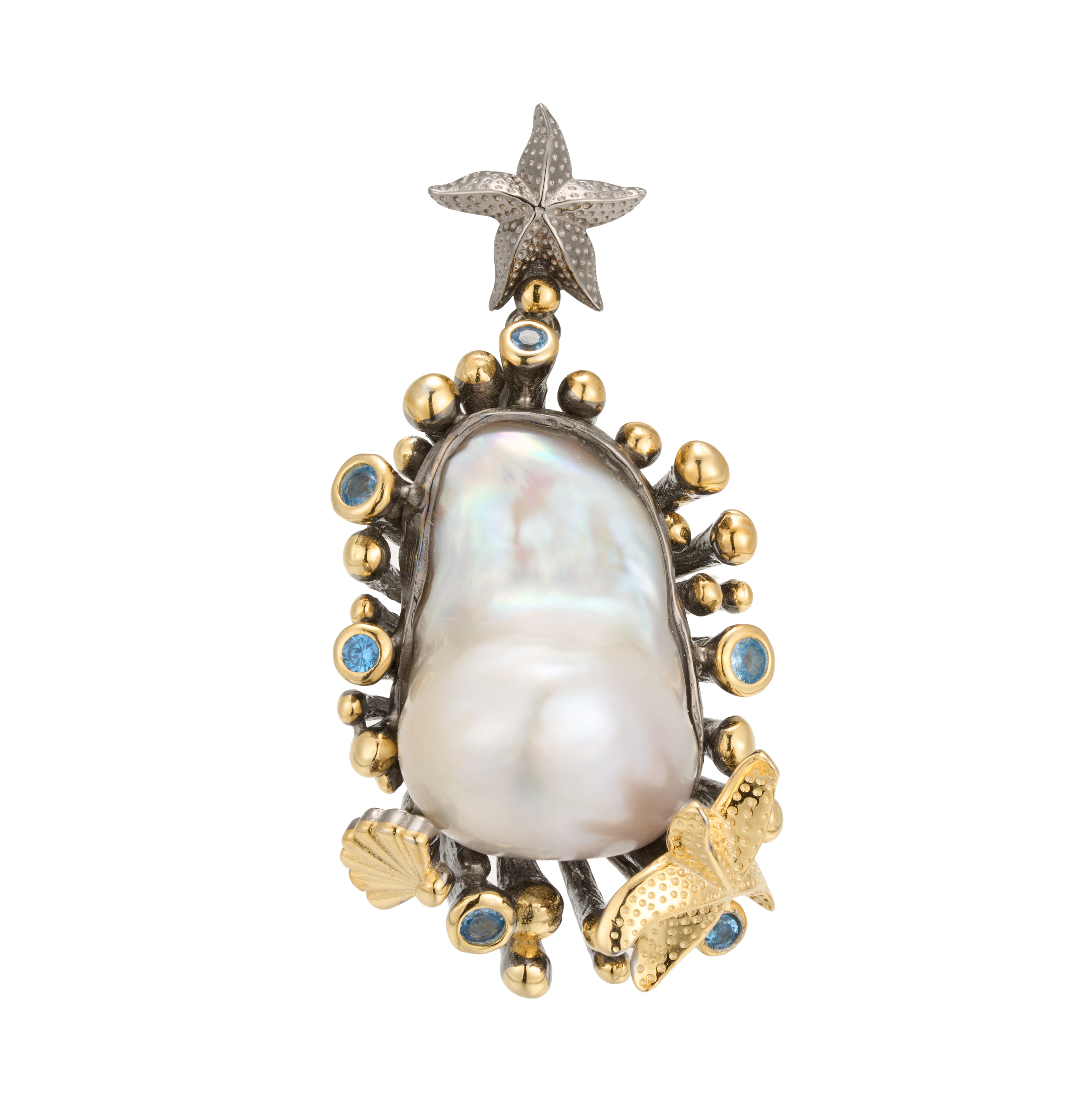 Handmade S925 Sterling Silver Baroque Pearl Pendant European and American Retro Ins Wind Jewelry
