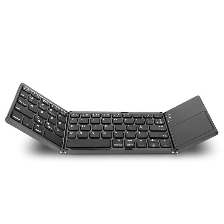 Slim Portable 63 keys triple folding foldable keyboard wireless bluetooth keyboard with touchpad keyboard for phone tablet ipad