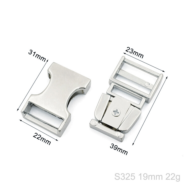 Metal side release buckle flat adjustable buckle for 19mm strap