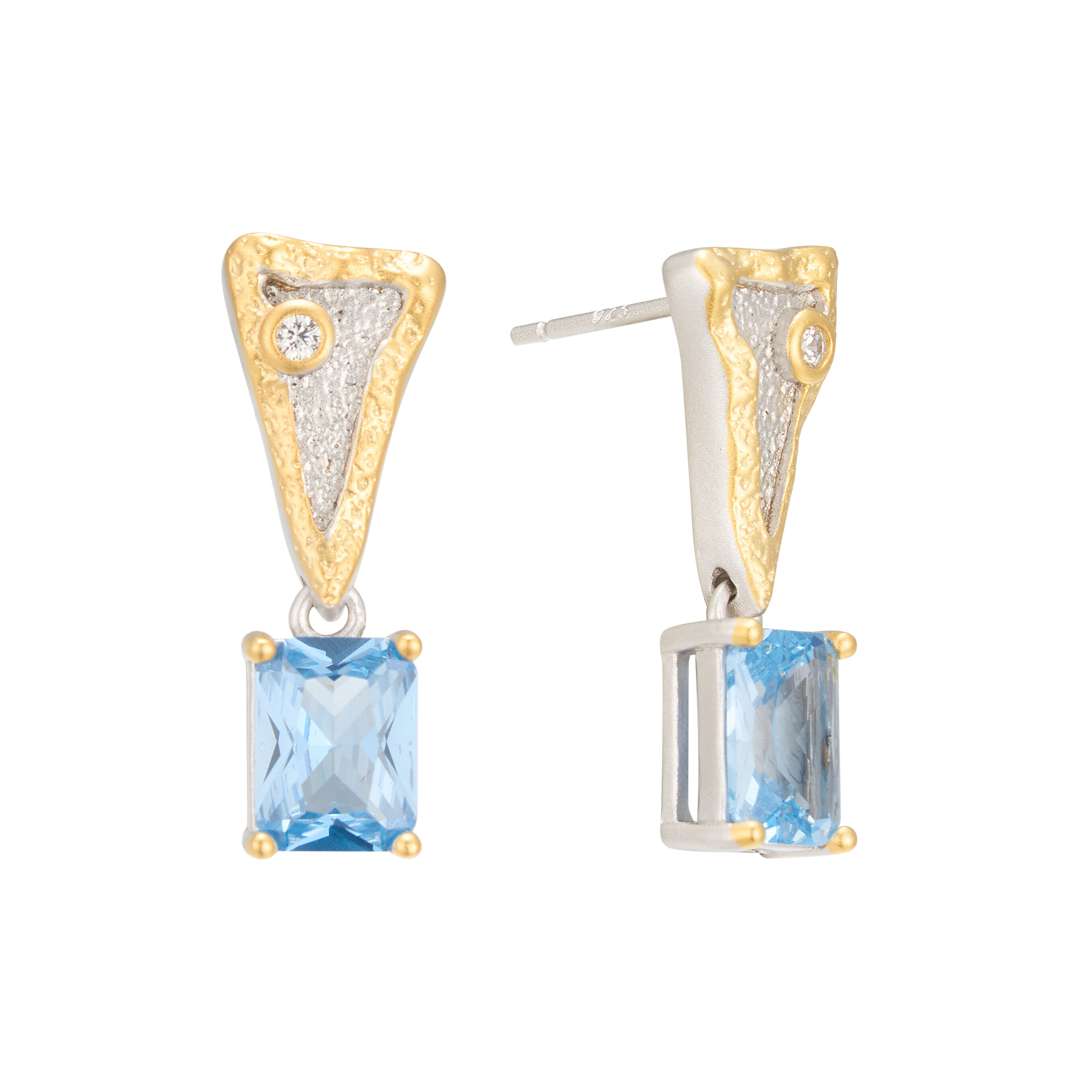 Handmade S925 Sterling Silver Inlaid Blue Spinel Earrings Luxury Jewelry