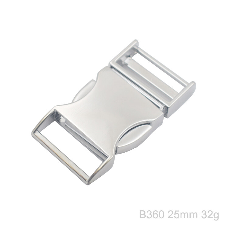 Metal side release buckle flat adjustable buckle for 25mm strap