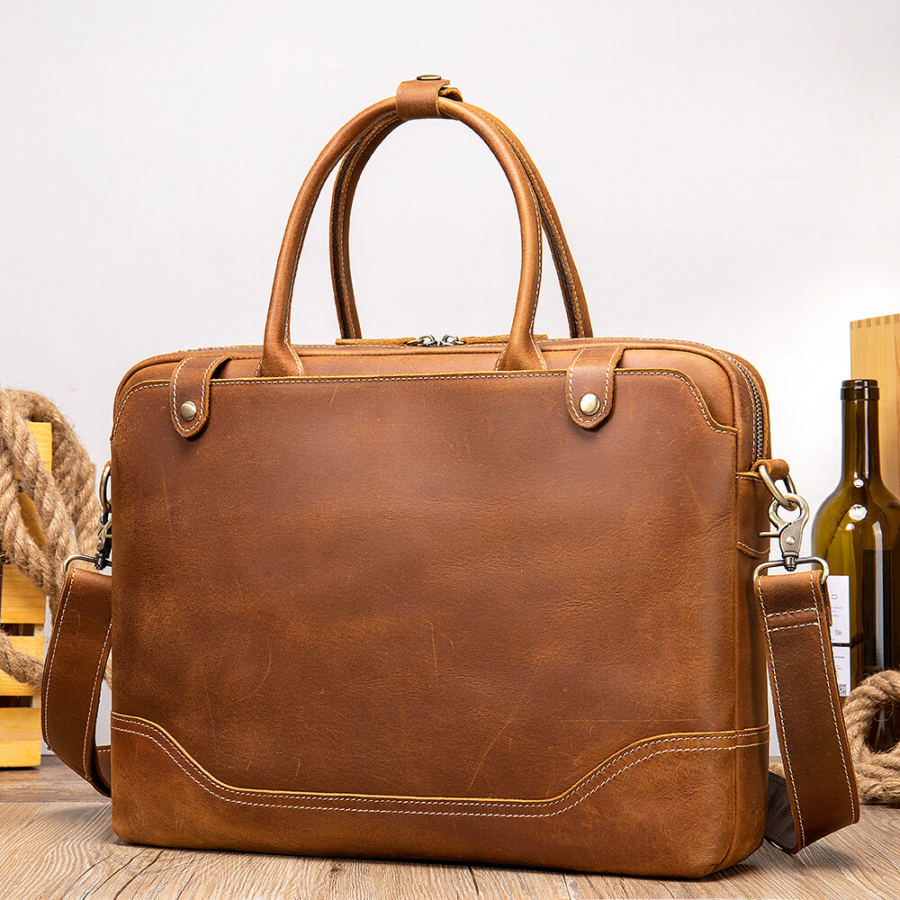 Genuine Leather Men's Briefcases Messenger Bag