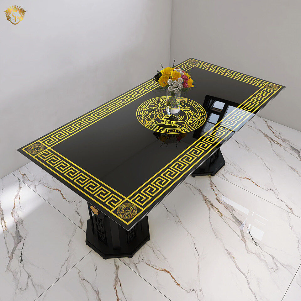 Italian luxury dining table black and gold rectangular dining table for 4 Springlegroupfurniture