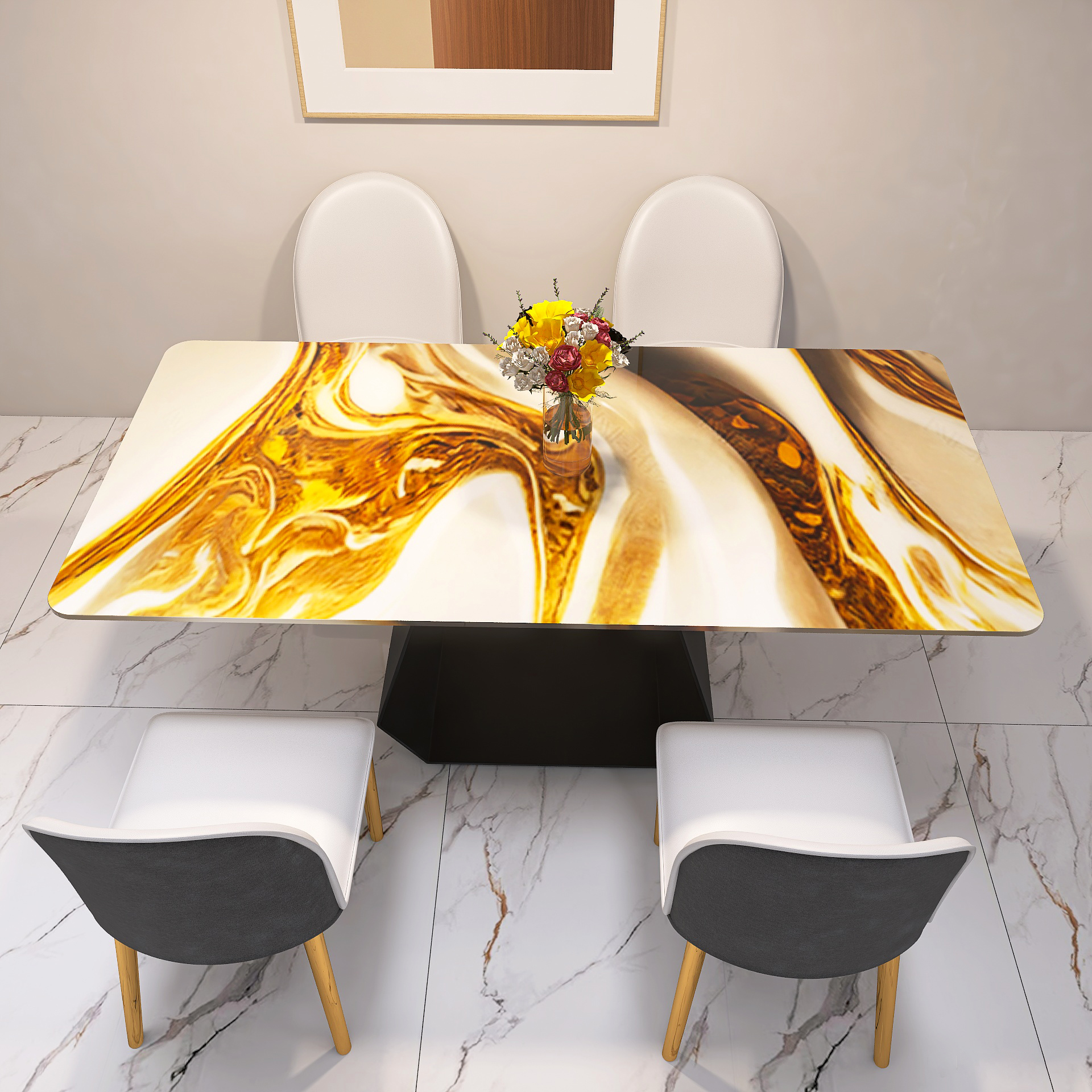 Luxury Luxured Stone Retangle Girazi Pamusoro Dising Tafura Ikea Dining Tafura yeSchinegfurnituregfurnituregfurniture