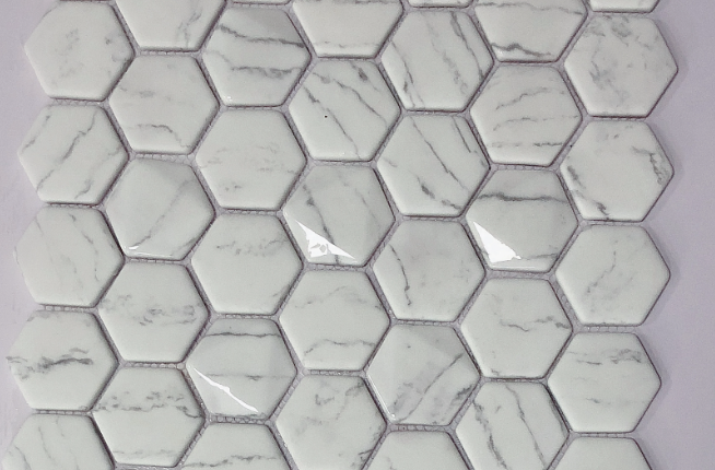 white hexagon tiles