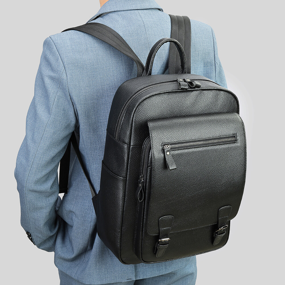 Casual Men Leather Backpack Luxury Laptop Book Bag School Bag