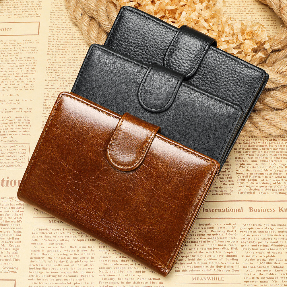 Genuine Leather Men's Wallet RFID Card Holder Male Coin Purse