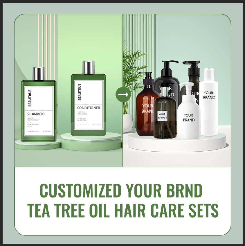 YOUR LOGO Tea Tree Oil Hair Care Set with 100% Pure Tea Tree Oil for Itchy and Dry Scalp Sulfate/Paraben Free for Men and Women
