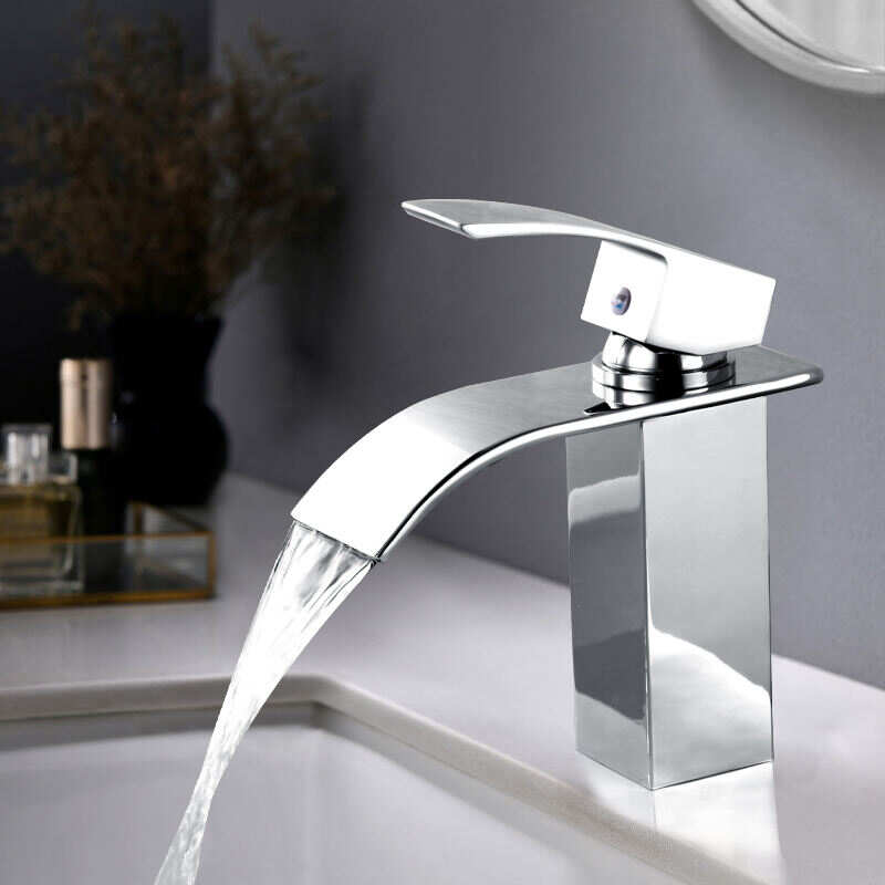 Chrome Waterfall Bathroom Faucet with Single Hole Single Handle