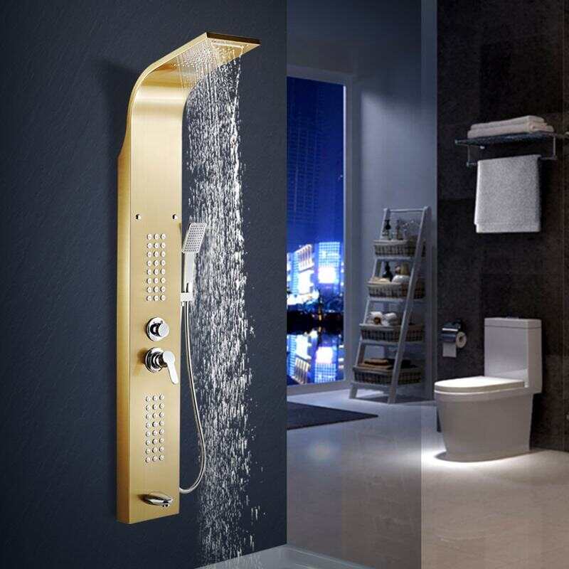 Brushed Golden Nickel Shower Panel Smart Spa Jets Stainless Steel
