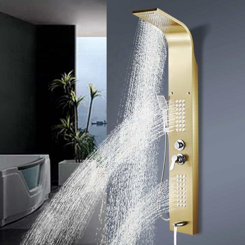 Brushed Golden Nickel Shower Panel Smart Spa Jets Stainless Steel