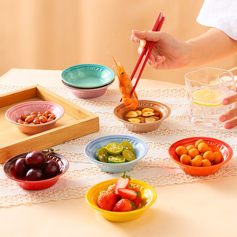 Versatile Relief Sauce Dish Small Ceramic Dipping Bowls