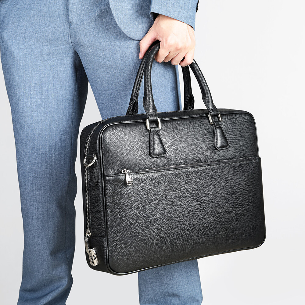 Large Capacity Genuine Leather Men's Briefcase Business Handbag Bag