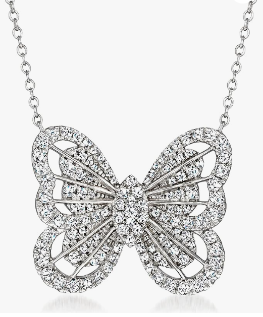 White Gold Diamond Butterfly Necklace