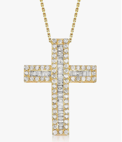 Round Diamond Cross Pendant Necklace