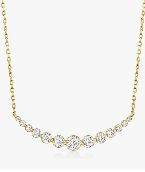 18kt Yellow Gold Diamond Curved Bar Necklace