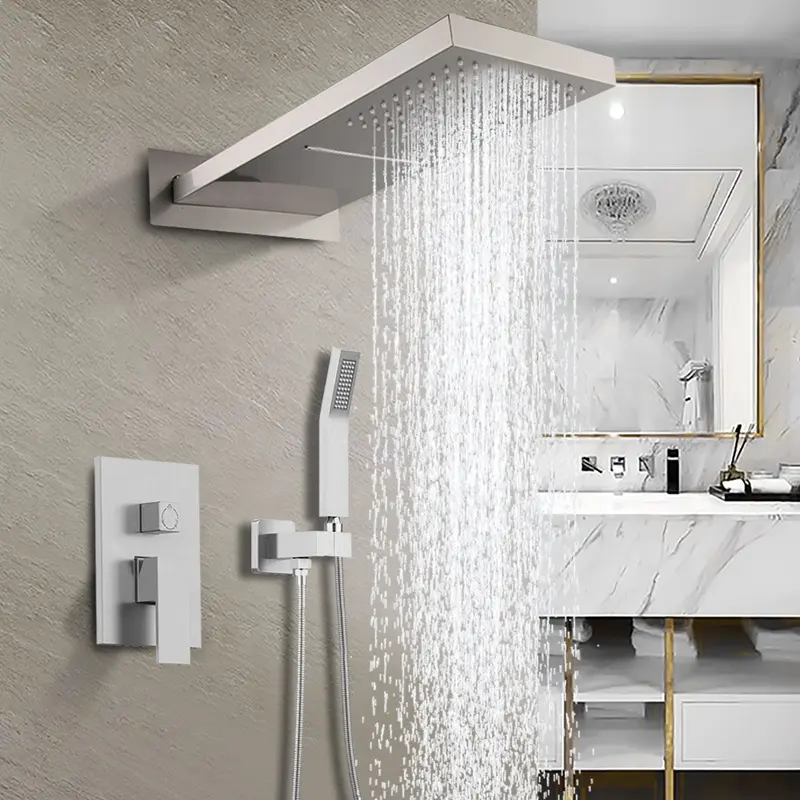 Brass Concealed Shower Set Eco-friendly Shower Head of Three Colors