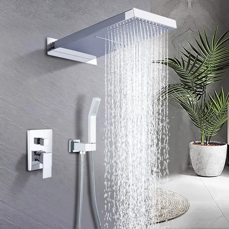 Brass Concealed Shower Set Eco-friendly Shower Head of Three Colors