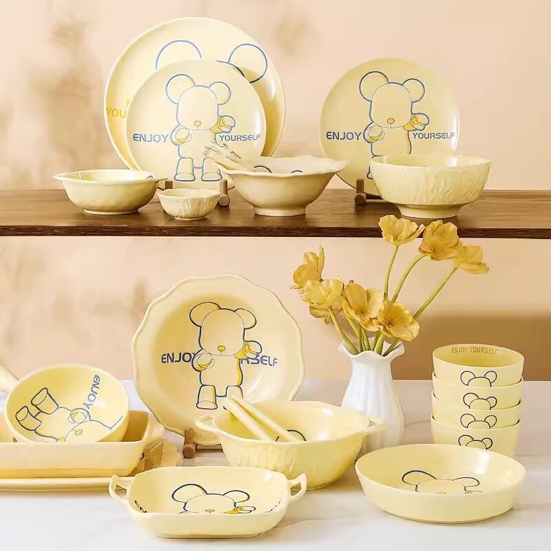 cream stoneware dishes,cute dishes,custom dinnerware set