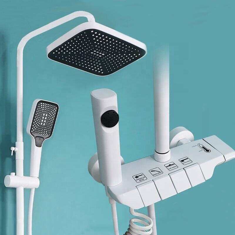 Wall Mounted Bathroom Shower Set Luxury Brass Rainfall Shower Mixer Gun Grey Piano Shower Faucet