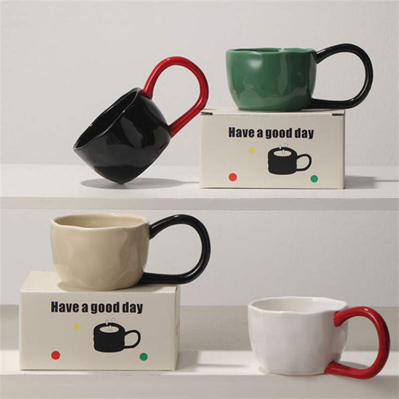 Nordic Style Large Handle Ceramic Coffee Cup Mug Gift Set