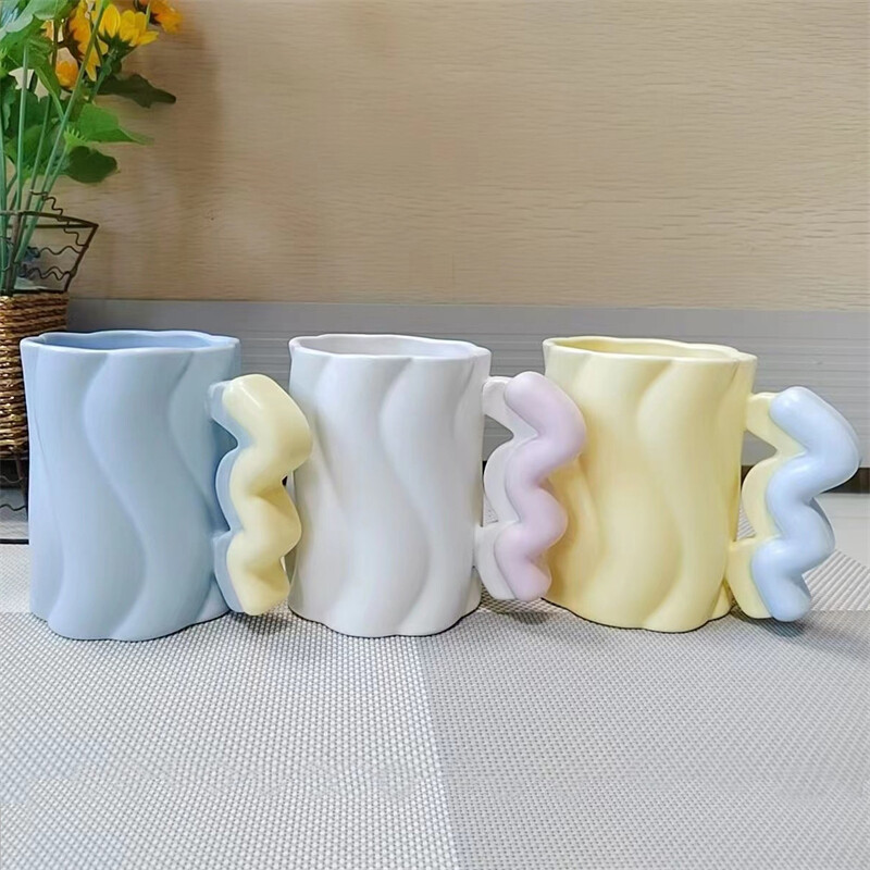 Wholesale Unique Macaron Color Ceramic Coffee Milk Mugs