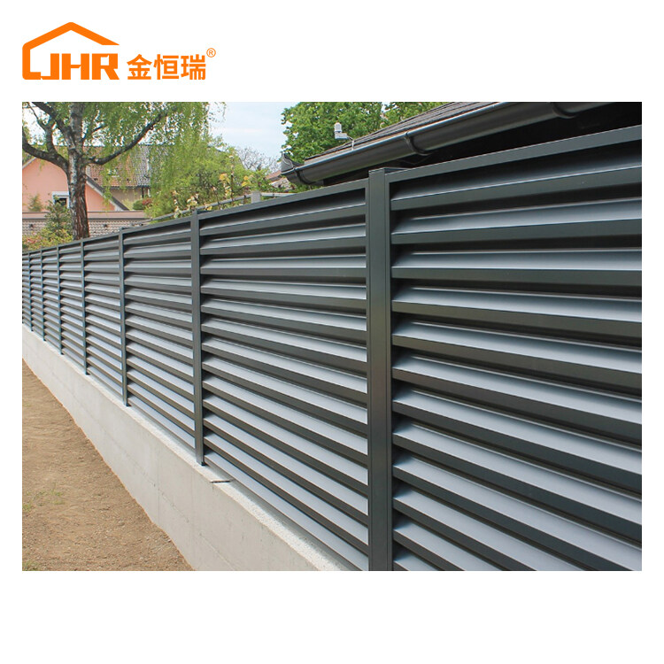JHR Panels Powder 4' Horizontal Aluminum Fencing 6x8 Steel Coated Aluminum Art 4X4 Fence Post Top Palisade Fencing for Garden