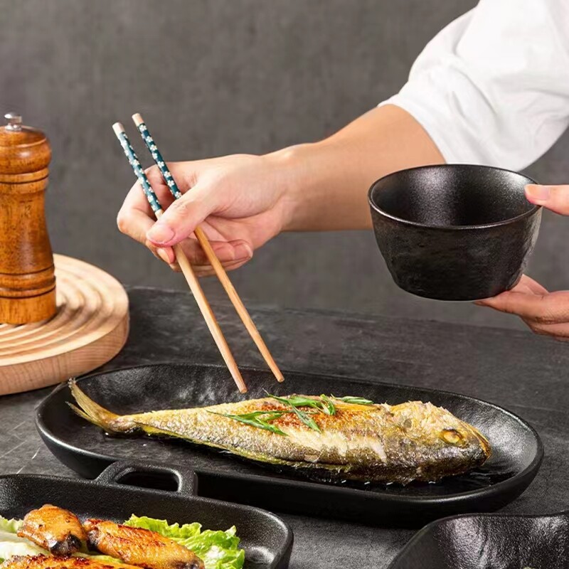 black stoneware dish set,matte black dishes set,unique plates and bowls