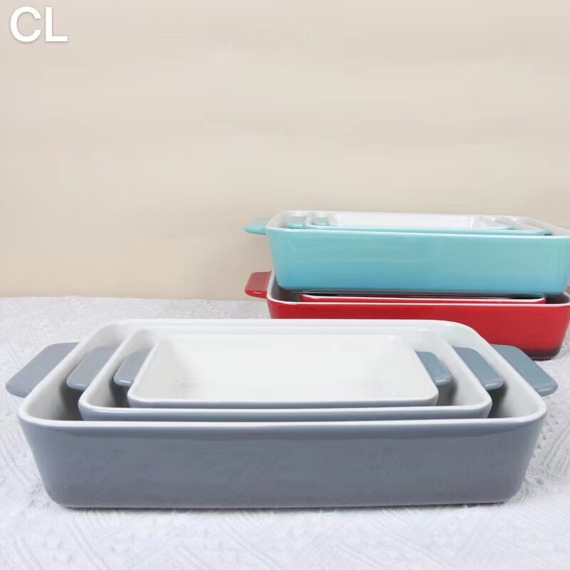baking pan set,oven baking dish,ceramic rectangular baking dish